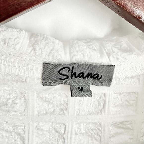 Shana Sz Medium White Wearable Art to Wear Long Sleeve Blouse Shirt Top Unique - Picture 2 of 9